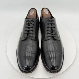 Stacy Adams Men Size 10.5D Black Leather Brogue Cap Toe Lace Up Derby Dress Shoe
